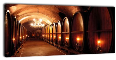 Leinwandbild Panorama Nr. 377 Weinkeller 100x40cm, Keilrahmenbild, Bild auf Leinwand, Bordeaux Chateau Wein