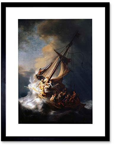 Wee Blue Coo Rembrandt Christ Storm Lake Galilee Painting Picture Framed Wall Art Print
