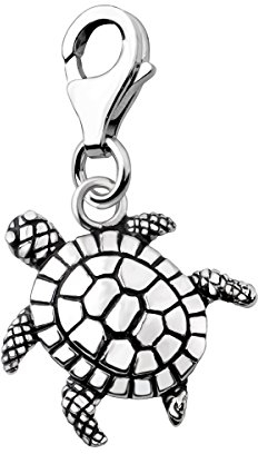 Quiges Charm Anhänger 3D Ozean Schildkröte 925 Silber mit Karabinerverschluss für Bettelarmband