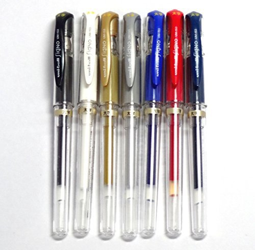 Uni-ball Signo Broad UM-153 Gel Ink Pen, 7 colors set (Japan Import) [Komainu-Dou Original Package] by Uni-ball