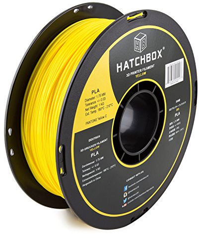 HATCHBOX 1,75 mm gelbes PLA-Filament für 3D-Drucker - 1 kg-Spule - Maßgenauigkeit +/- 0,05 mm