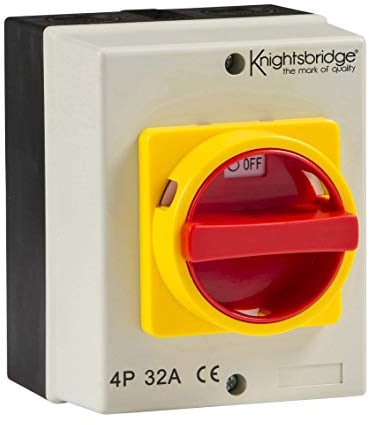Knightsbridge IN0026 IP65 32A Rotary Isolator 4P AC (230V-415V), Cream