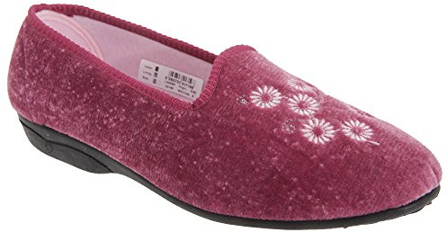 Zedzzz Womens/Ladies Cathy Floral Embroidered Velour Slippers (7 UK) (Heather)