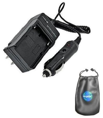 Amsahr C-FNP50 Digital Replacement Mini Battery Travel Charger for Fujifilm NP50, Pentax DLi68, Kodak KLIC with Lens Accessories Pouch (Gray)