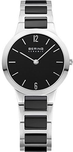Bering Damen Quarz Uhr | Armbanduhr 29 mm Edelstahlgehäuse und Zifferblatt | Edelstahlband mit Keramikelementen | 5 ATM | 30329