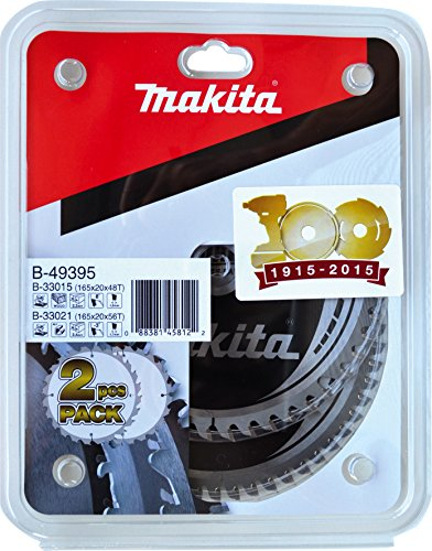 Makita B-49301 Specialized Circular Saw Blade for Plunge Saws, 18 V, Blue, 165 mm, Set of 2 Piece