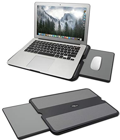 MAX SMART Tapis Portable pour Ordinateur Portable avec Plateau de Souris rétractable, Bouclier Thermique antidérapant, Station de Travail pour la Maison, Le Bureau, Le Fauteuil inclinable, Les