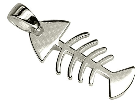 SILBERMOOS Anhänger Fisch Skelett Fischgräte Gräte 925 Sterling Silber