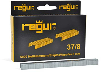 REGUR Typ 37 Feindraht-Klammern verzinkt - 5.000 Stück in der Länge 37/8 mm – Heftklammern zum Befestigen von Stoffen, Leder, Textilien sowie zum Basteln und Dekorieren
