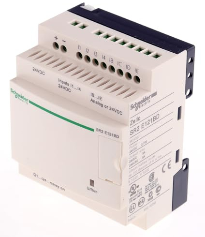 Schneider Electric compact smart relay, Zelio Logic SR2 SR3, 12 IO, 24V DC, clock, no display