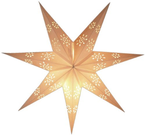 GURU SHOP Faltbarer Advents Leucht Papierstern, Weihnachtsstern 40 cm - Phoenix Naturweiß, Papiersterne 40 cm