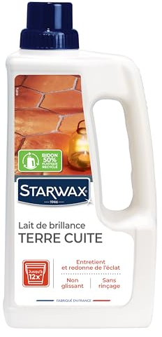 STARWAX - Lait de Brillance pour Tomettes et Terres Cuites - Protège et Fait Briller - Sans Rinçage - Non Glissant - Fabriqué en France - 1L - Jusqu'à 12 nettoyages