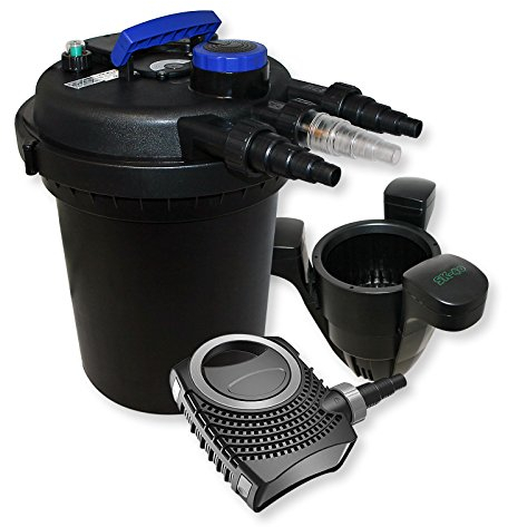 Wiltec Komplettset: CPF-180 Teichdruckfilter bis 6000 L mit 11 Watt UV-C Teichklärer, NEO8000 SuperEco Teichpumpe 8000l/h 70W, SK-40 Skimmer mit Pumpe 3000l/h 60W