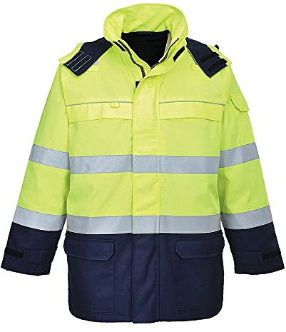 Portwest FR79 Bizflame Multi-Norm Arbeitsjacke Langarm Baumwolle Warnschutz | Gelb/Marine, L, EN ISO 20471 Klasse 3, EN ISO 11612, Antistatisch, Flammhemmend, Maschinenwaschbar