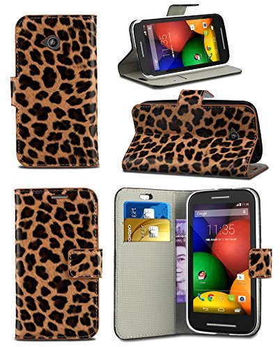 London Gadget Store New Creative Graphic Pattern Wallet Case Cover Printed Design with Integrated Stand Compatible with Samsung Galaxy S6 Edge SM-G925F - Leopard Skin (Brown)