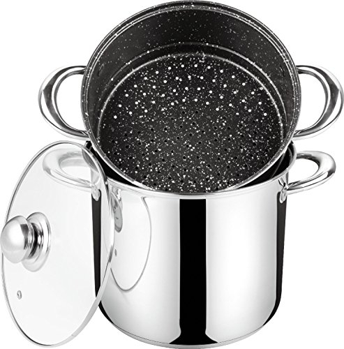 Haussmann Héritage® couscoussiers/Cuit Vapeur/Faitout(4L/Diamètre:18cm) 3 en1 INOX revétement façon Pierre pour 4 à 6 Personnes-Tous Feux Dont Induction- HM-0840/4L