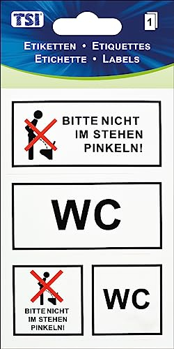TSI Hinweis-Etiketten WC/Bitte nicht im Stehen pinkeln, Druck auf Folie, Inhalt: 1 Blatt, Art. Nr. 55314