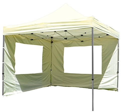 Nexos Hochwertiger Falt-Pavillon Partyzelt mit 4 Seitenteilen PROFI Ausführung für Garten Terrasse Feier Markt als Unterstand Plane wasserdichtes Dach 3 x 3 m champagner