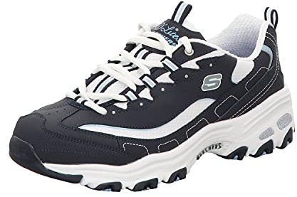 Skechers Women's D'lites-biggest Fan Trainers, Navy Trubuck/ White Mesh/ Carolina Blue Trim, 5.5 UK