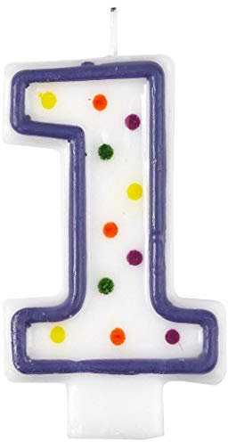 amscan 9900775 Candle num. 1 Polka Dots
