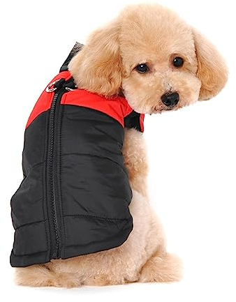 Ectkuee Waterproof Dog Coat Jacket Warm Padded Puffer Pet Dog Puppy Clothes Vest (Red,XXL)