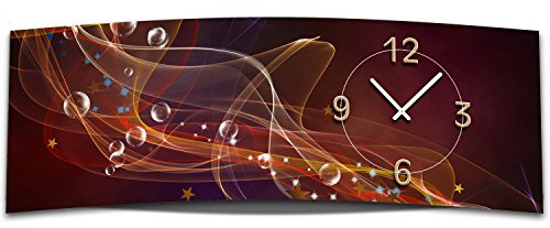 dixtime Wanduhr XXL 3D Optik abstrakt rot dunkel 30x90 cm leises Uhrwerk GL-006