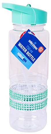 Milestone Sports Milestone Women's Diamante Jewelled Water Drinks Bottle-Green, 0.75 Litre