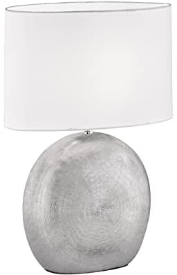 ACTION by WOFI 845601706100, Tischleuchte, Keramik, 60 W, E27, silber, 37 x 28 x 53 cm