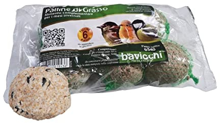 Bavicchi Palle di Grasso MANGIME 6X90GR No Olio di Palma Cibo per Uccelli Selvatici