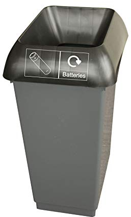 Chabrias Ltd 50 Litre Recycling Waste Bin With Lid & Logo Sticker Included (Black Lid & Battery Logo)