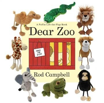 The Puppet Company Classic Dear Zoo Storybook Set – Soft Jungle Animal Finger Puppets for Toddlers and Babies – Nursery Rhyme Toy for Storytelling, Roleplay, Learning, and Early Language Development