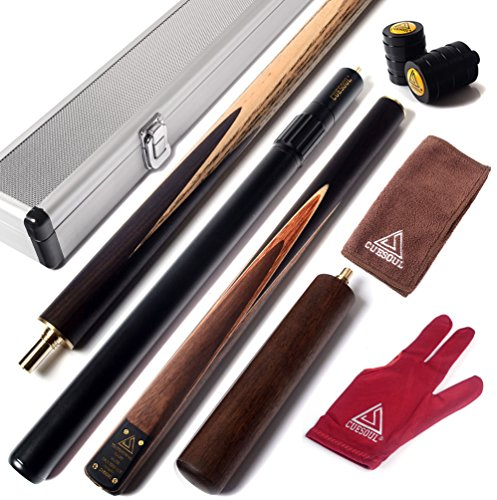 CUESOUL 57 Handwerk 3/4 Gelenkig Snooker Queue mit 2 Queue-Verlängerung Verpackt in Aluminium Köcher D309