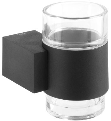 Tiger Nomad Glas Zahnputzbecher, Edelstahl pulverbeschichtet, schwarz, 81 x 93 x 100 mm