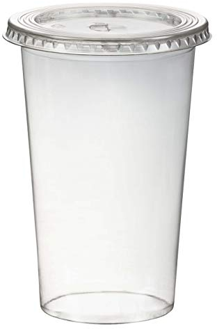 1-PACK Smoothiesbecher inkl. Deckel mit Schlitz 400 ml, Ø 95mm, PET, glasklar, 50 Stück
