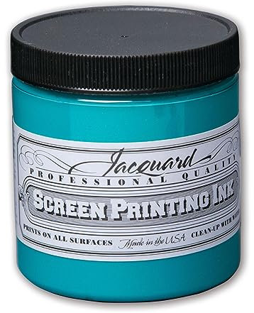 Jacquard Water Based Screen Printing Ink, Turquoise, 8 oz – Fabric Paint for T-Shirts, Textiles & Art Projects