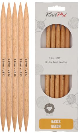 KnitPro Basix Beech Double Pointed Needles 8 (20cm) | 9.00mm
