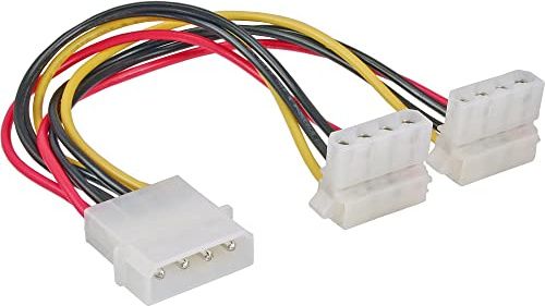 InLine 29659W Strom Y-Kabel intern, 1x 13,34cm (5,25) an 2x 13,34cm (5,25) gewinkelt, 0,15m