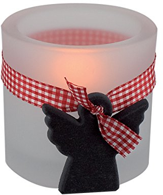 Butzon & Bercker Glaswindlicht Engel – Stimmungsvolles Teelichtglas mit Schieferanhänger, Weihnachtsdeko, Adventslicht, Geschenkidee