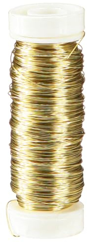 FLORISTEN - DECOLACKDRAHT Ø 0,3mm x 50m, Deko, Farbe: Gold / Gold