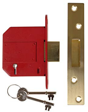 Union Locks Strongbolt 2100S BS 5-Lever Mortice Deadlock 81mm - Brass Satin (Boxed)