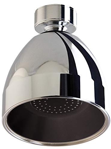 Siroflex 2765/S Cabezal de ducha con rótula de latón cromado Made in Italy | Cabezal de ducha de cromo negro | Cabezal de ducha resistente a la cal | Con reductor de caudal para el ahorro de agua