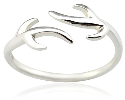 ELBLUVF Verstellbare Knuckle 925 Sterling Silber Deer Antler Ring 1.4 G (Kleine Größe)