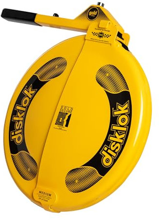 Disklok Gold Security Edition Car Steering Wheel Full Cover Anti- Angle Grinder Anti-Theft Lock Police Approved (Yellow, Medium 39cm - 44cm)