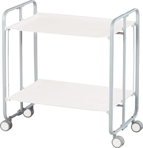 DON HIERRO - Carrito Auxiliar con Ruedas Bauhaus, armazón metálico de Color Gris, 2 bandejas-Blanco