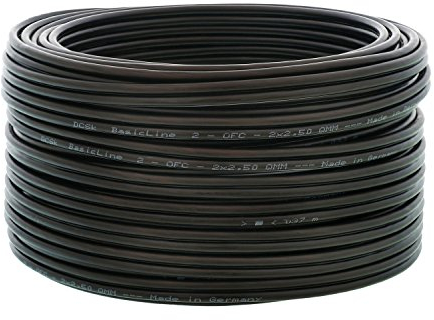 DCSk 20m - 2x2,5mm² Lautsprecherkabel schwarz - OFC Kupferkabel für HiFi Audio - 99,99% Voll-Kupfer Boxenkabel mit Isolierung