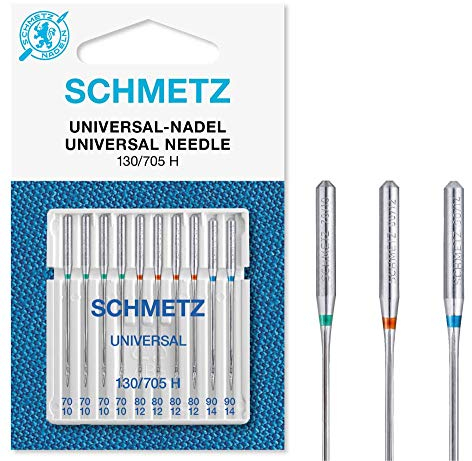 SCHMETZ | 10 Nähmaschinennadeln | Universal | 130/705 H | Nadeldicke 70/10-90/14 | auf jeder gängigen Haushaltsnähmaschine einsetzbar
