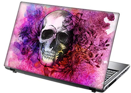 TaylorHe Folie Sticker Skin Vinyl Aufkleber mit bunten Mustern für 15 Zoll 15,6 Zoll (38cm x 25,5cm) Laptop Skin Schädel, mit blumen, rosa