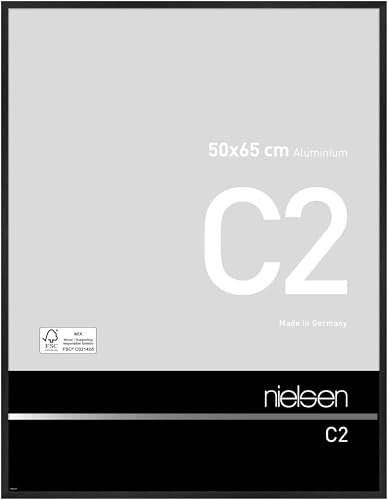 nielsen Bilderrahmen, 50 x 65 cm, Aluminium, Schwarz matt, Posterrahmen zum Aufhängen im Hoch- & Querformat, Echtglas, C2