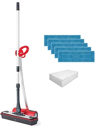 POLTI Moppy Red Premium PTEU0287 Kabelloser Dampfbodenwischer, extra viele Reinigungstücher, für alle Bodenbeläge und vertikalen waschbaren Oberflächen, rot
