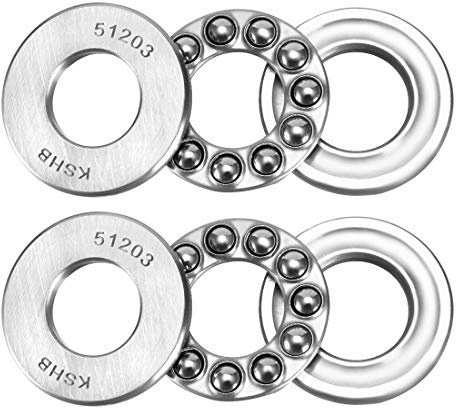 sourcing map 51203 Thrust Ball Bearings 17mm x 35mm x 12mm Chrome Steel ABEC3 Single Row Roller 2pcs